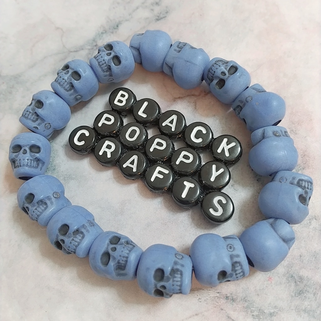 Hydrangea Blue Skull Bracelet