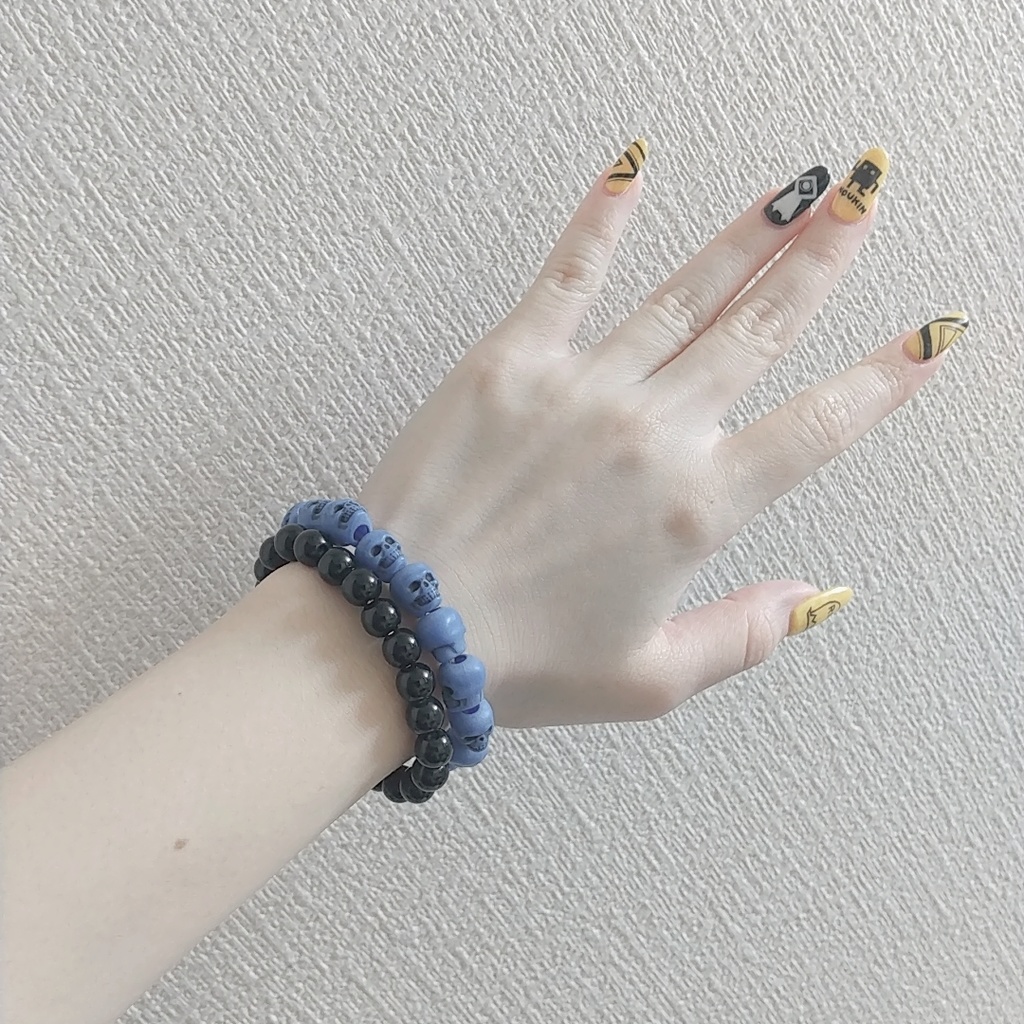 Hydrangea Blue Skull Bracelet