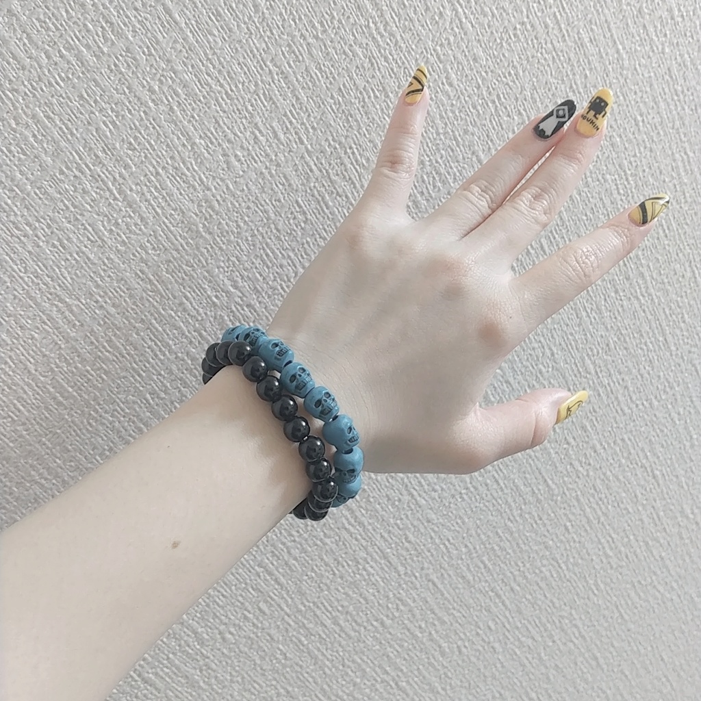 Morpho TurquoiseBlue Skull Bracelet