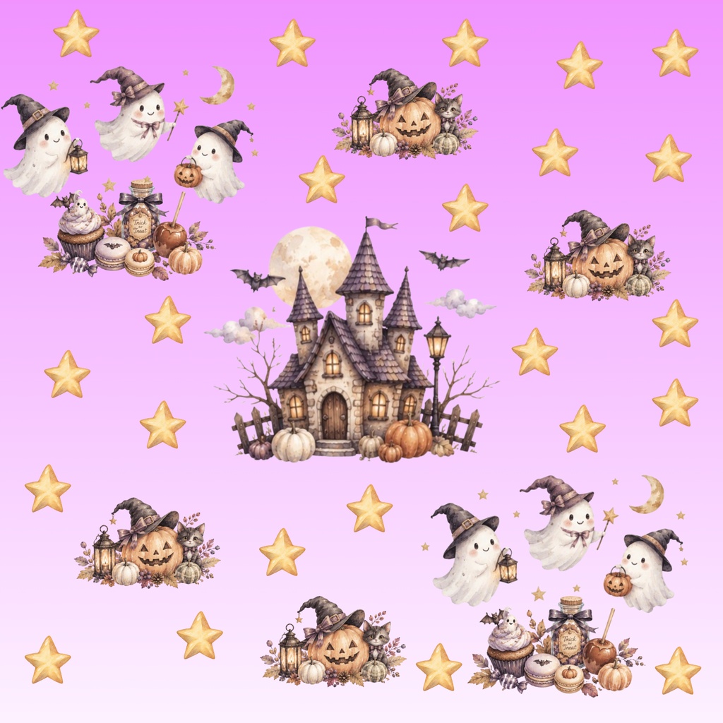     アンティーク ハロウィン柄｜くすみカラー デジタルペーパー3枚セット