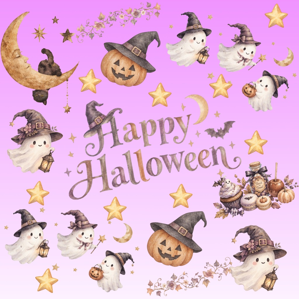     大人かわいいハロウィン｜くすみカラー デジタルペーパー3枚セット