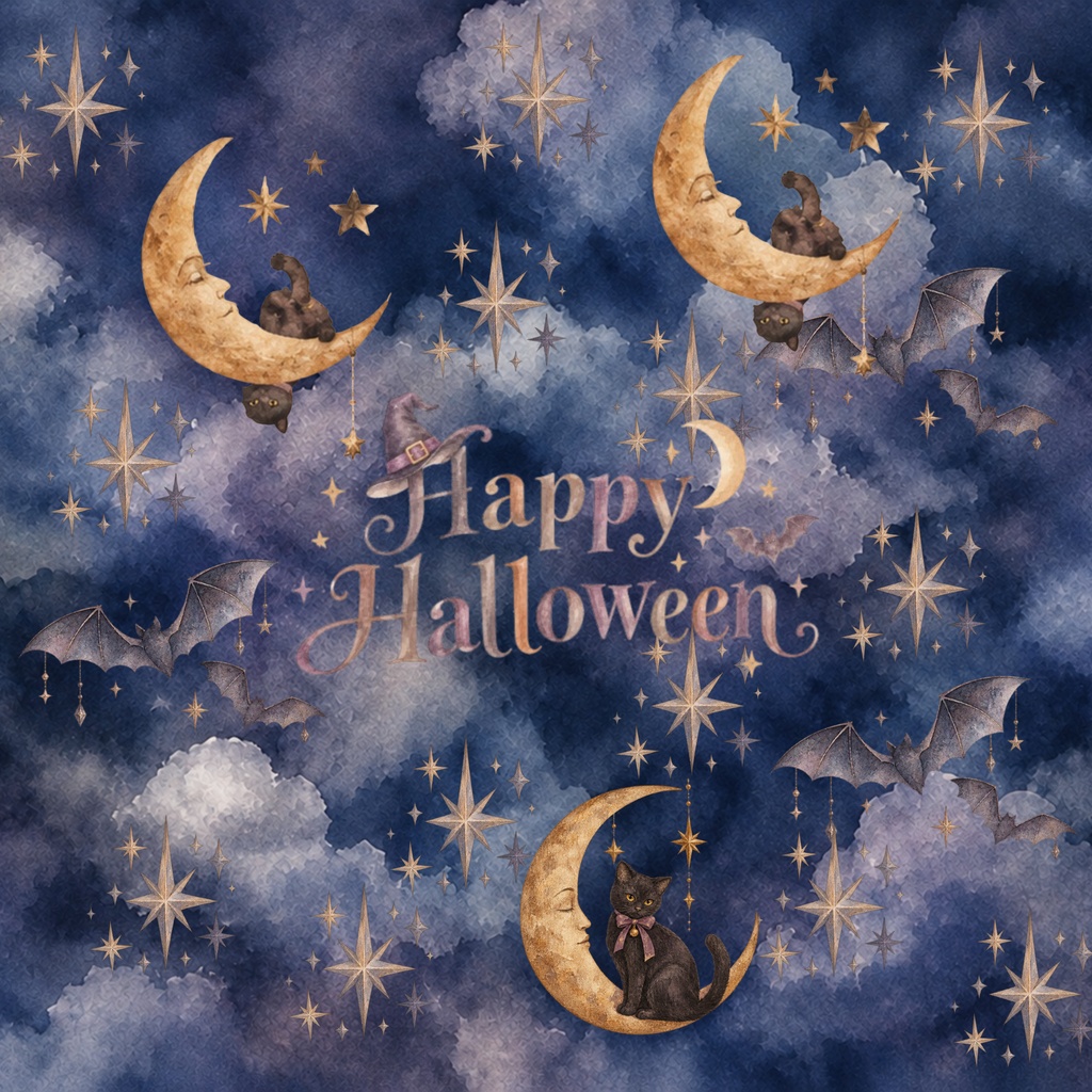     ハロウィン柄 デジタルペーパー 3枚セット｜くすみカラー