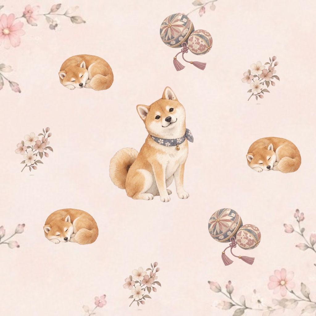     柴犬柄 デジタルペーパー くすみカラー 3枚セット