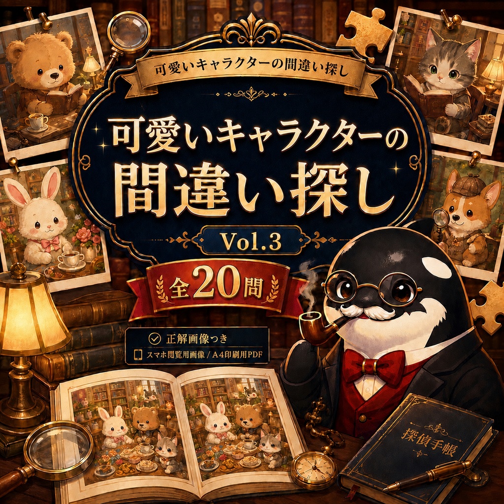 可愛いキャラクターの間違い探し Vol.3