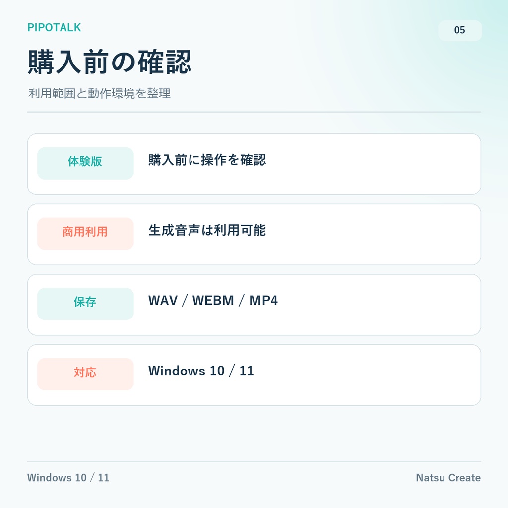 ピポトーク|8種類の声×9項目調整 Windows音声生成ツール