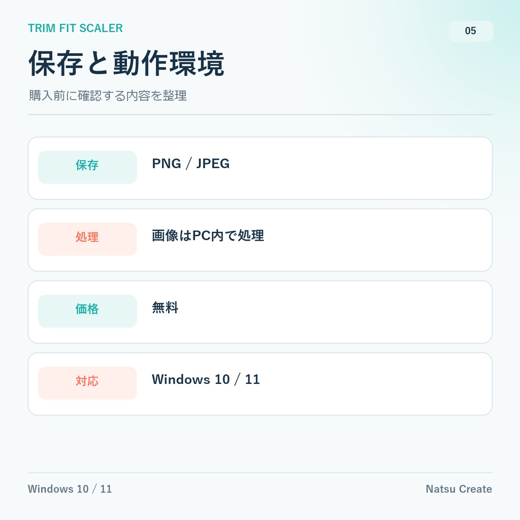 Trim Fit Scaler|画像サイズ・比率を整える無料Windowsツール