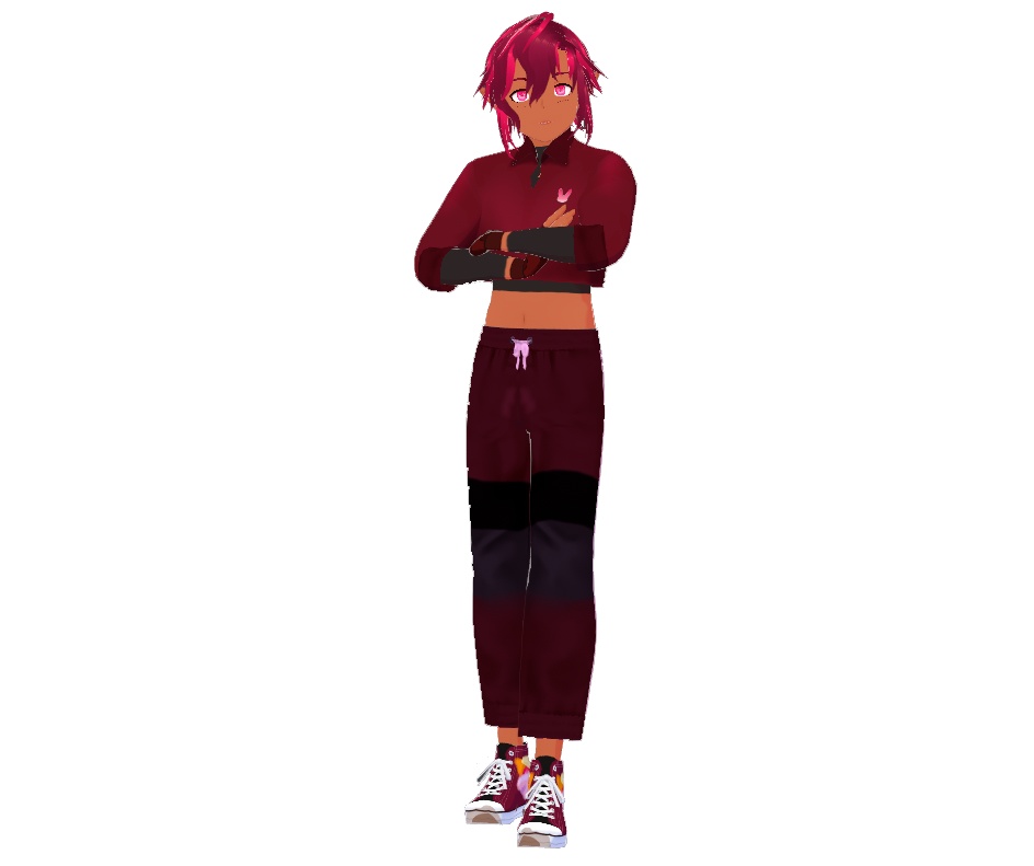 VRoid Red and Black Jogger Pants