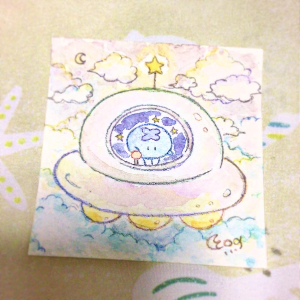 「くらげくんと宇宙船」ミニ原画