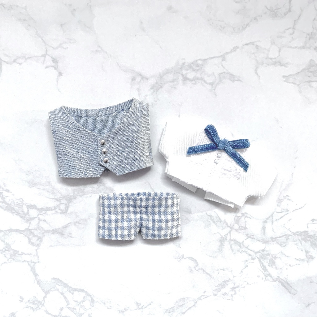 水色シャンブレー生地のおめかしset