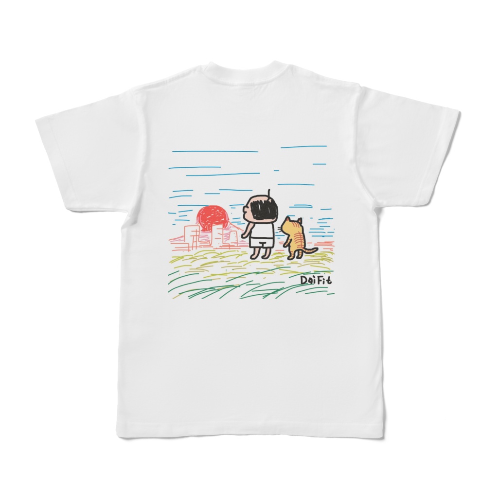 夕焼け父ちゃんTシャツ イラスト背面