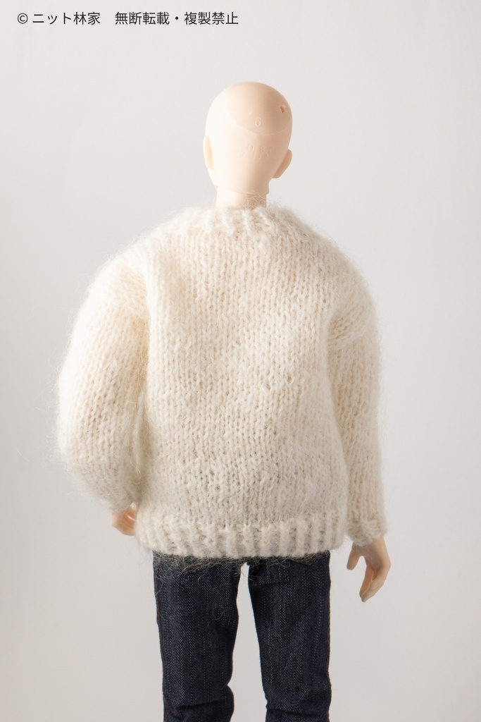 【値下げ】オビツ30・1/6ドール用セーター 丸襟/通常袖/白/無地(ユニセックス) RPC01W