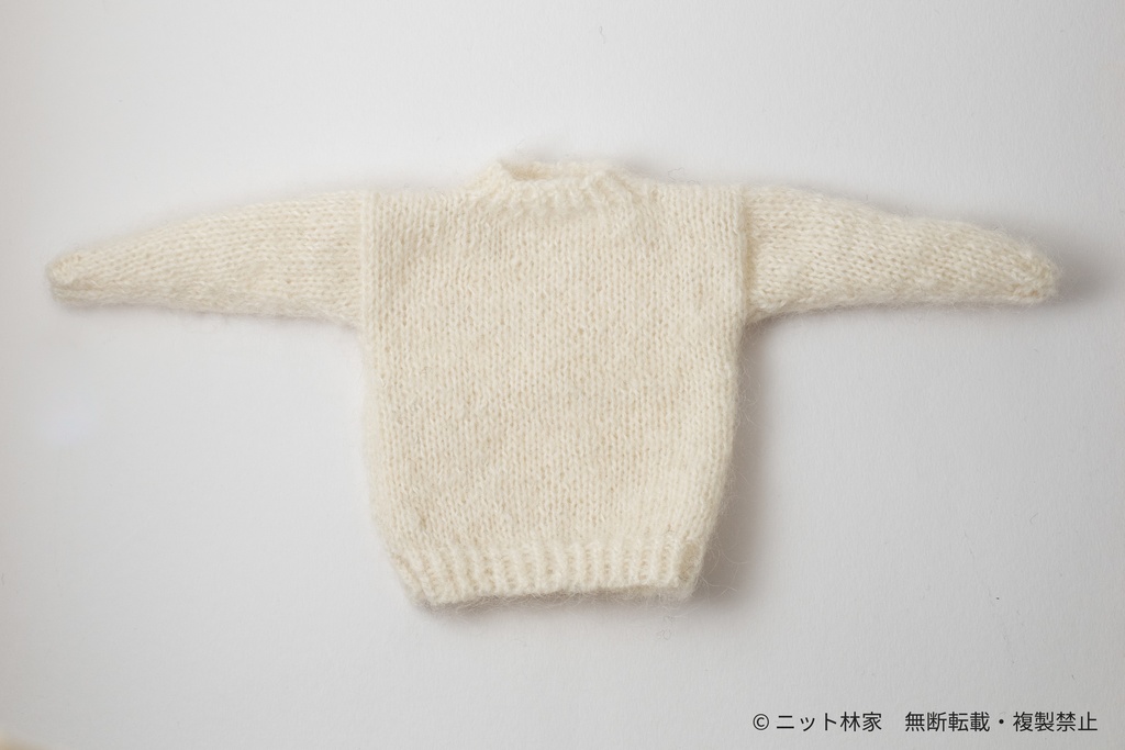 【値下げ】オビツ30・1/6ドール用セーター 丸襟/通常袖/白/無地(ユニセックス) RPC01W