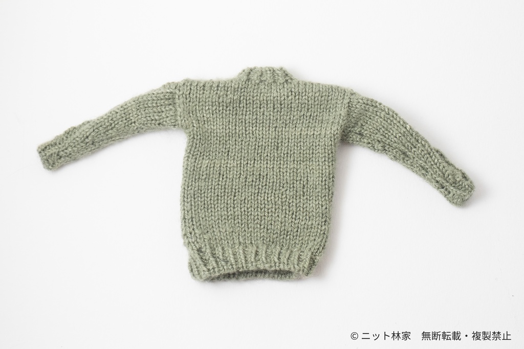 オビツ30・1/6ドール用セーター 丸襟/通常袖/カーキ/胸生命の木模様(ユニセックス) RPT03K