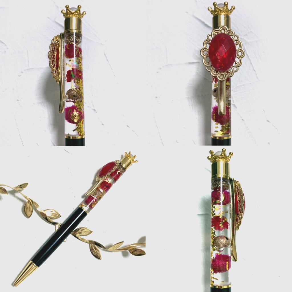 王冠・ストーン付き　ハーバリウム　レッドB