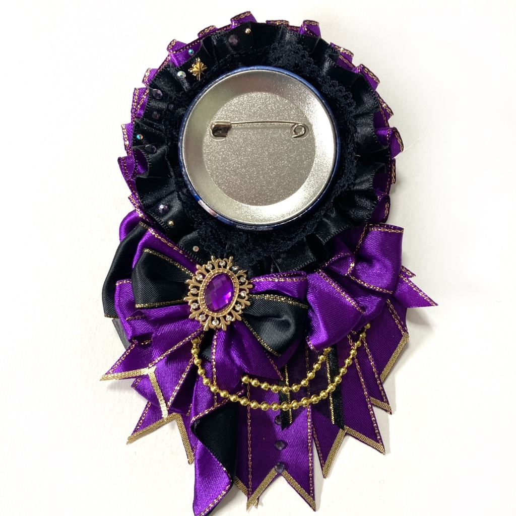 ハンドメイドロゼット　紫×黒