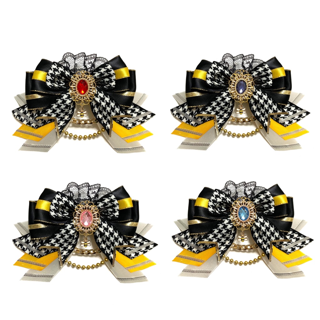 黄色・黒・白 キンブレリボン(ストーンカラー選択可)