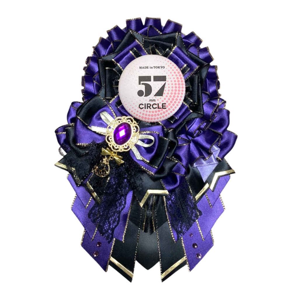 ハンドメイドロゼット　紫・黒・ゴールド