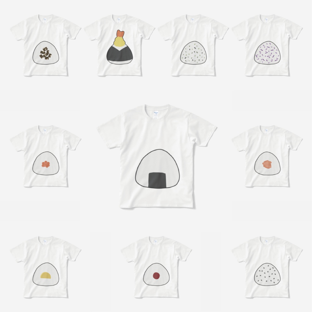 『でっかいおにぎり』まんぷく。Tシャツ ver.white