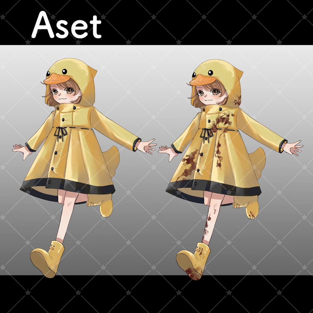 【立ち絵素材】アヒルレインコート少女