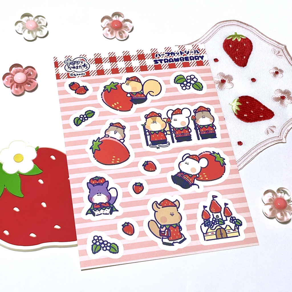 ハーフカットシール　STARWBERRY