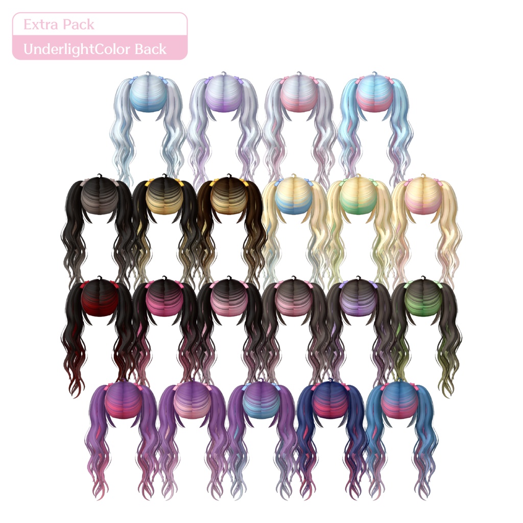【10/14まで 60%OFF】『FlutterTwintails』全78色|Base 16色 / Extra Pack 追加3スタイル+62色