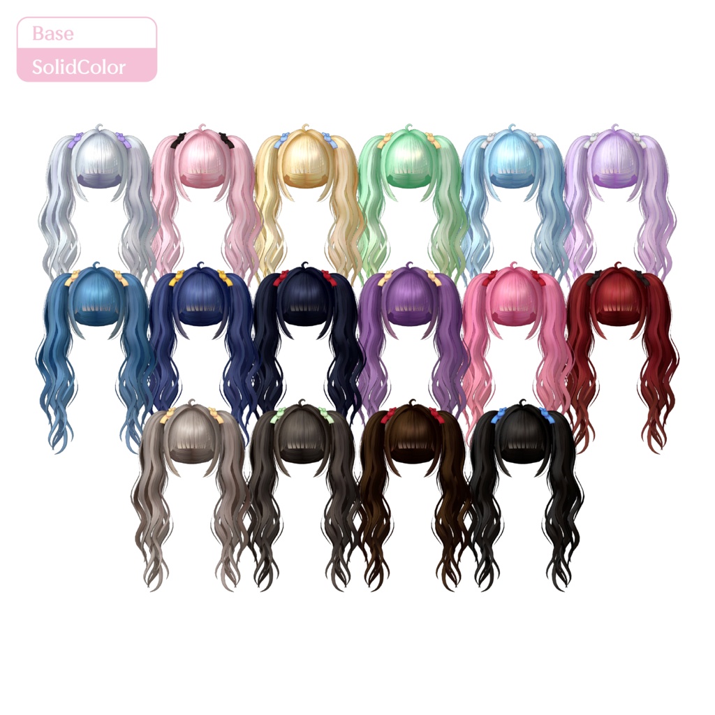 【10/14まで 60%OFF】『FlutterTwintails』全78色|Base 16色 / Extra Pack 追加3スタイル+62色