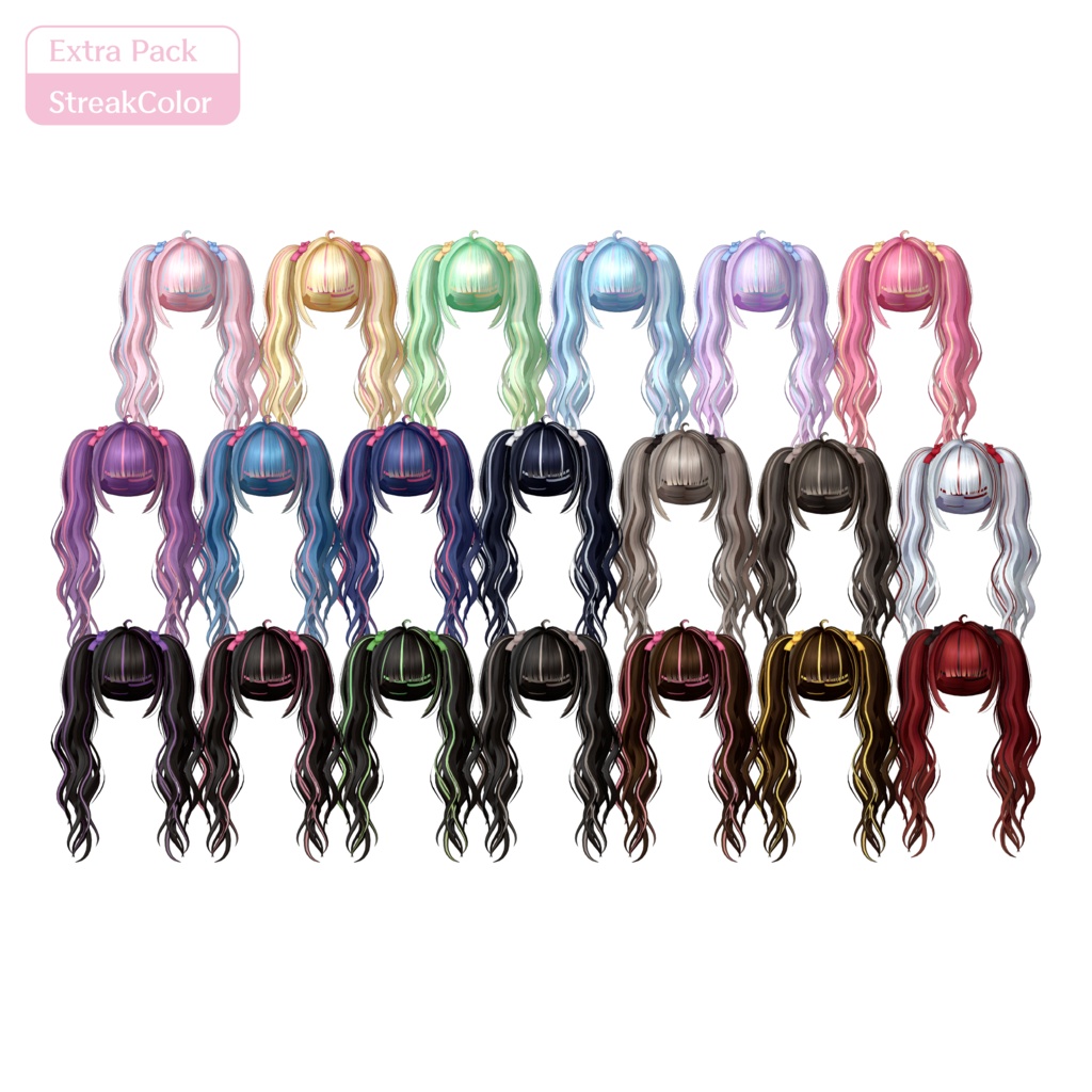 【10/14まで 60%OFF】『FlutterTwintails』全78色|Base 16色 / Extra Pack 追加3スタイル+62色