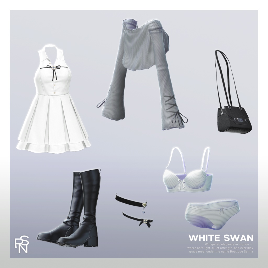 White Swan【16アバター対応予定】【VRChat向け衣装モデル】