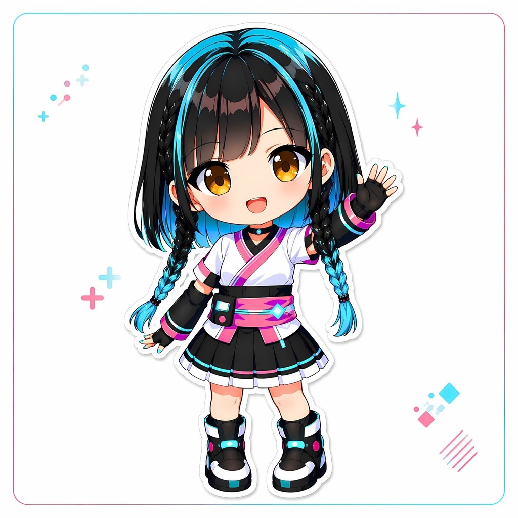 和風×サイバーVモデル素材セット「立ち絵・上半身差分・表情パーツ・アイテム」
