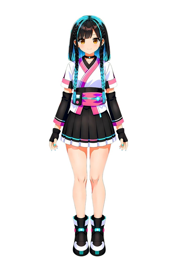 和風×サイバーVモデル素材セット「立ち絵・上半身差分・表情パーツ・アイテム」