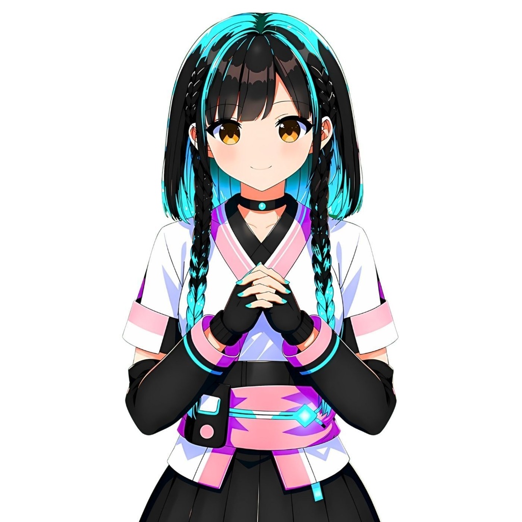 和風×サイバーVモデル素材セット「立ち絵・上半身差分・表情パーツ・アイテム」