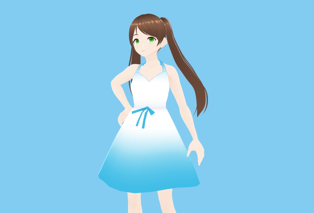 【VRoid】無料　青系グラデーション Tシャツ&ワンピース 3色【テクスチャー】
