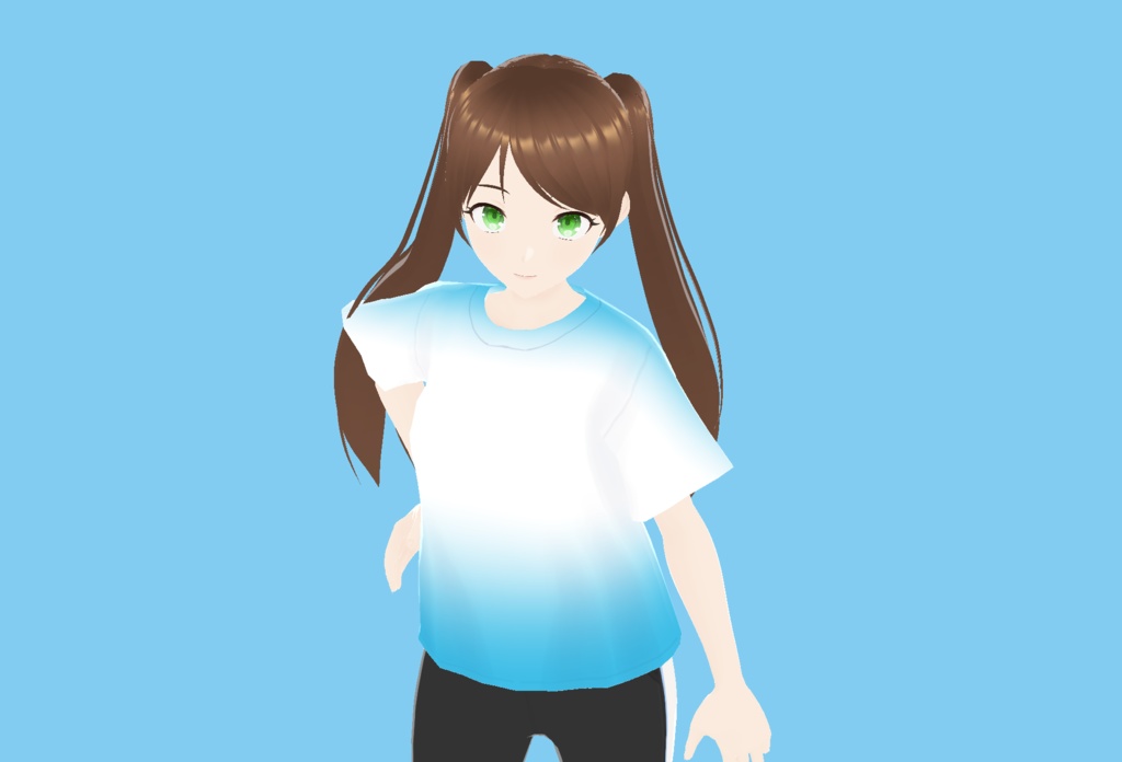 【VRoid】無料 青系グラデーション Tシャツ&ワンピース 3色【テクスチャー】