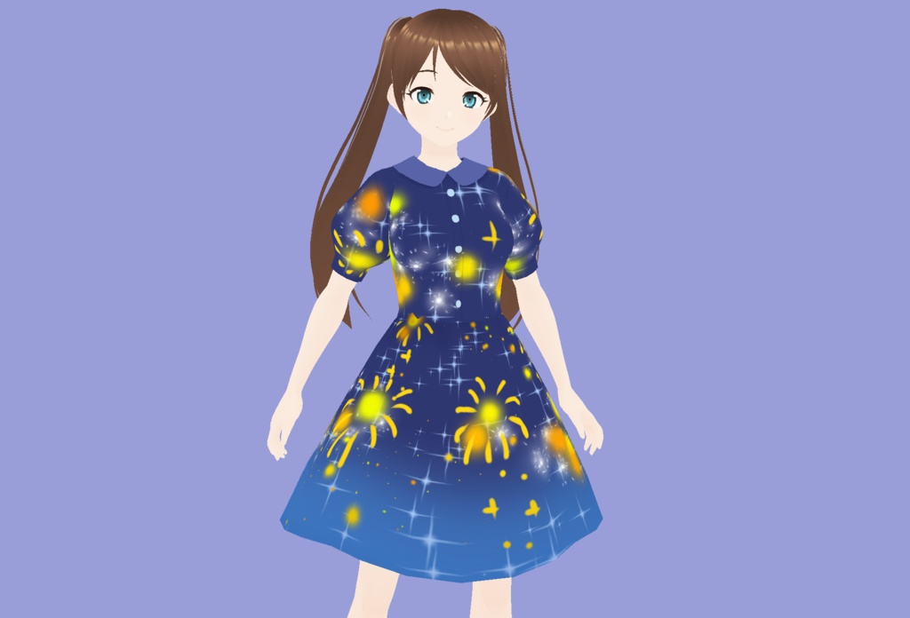 【VRoid】無料 花火のワンピース【カスタムアイテム/テクスチャ】
