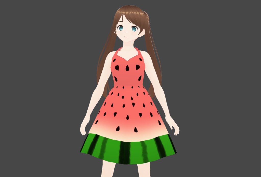 【VRoid】スイカのワンピース 2種【カスタムアイテム/テクスチャ】