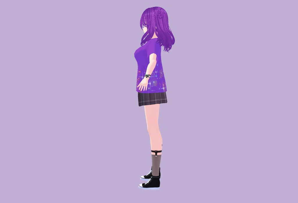 【VRoid/VRM/アバター】ユカリ・ムラサキ【オリジナル3Dモデル/vroidファイル付】