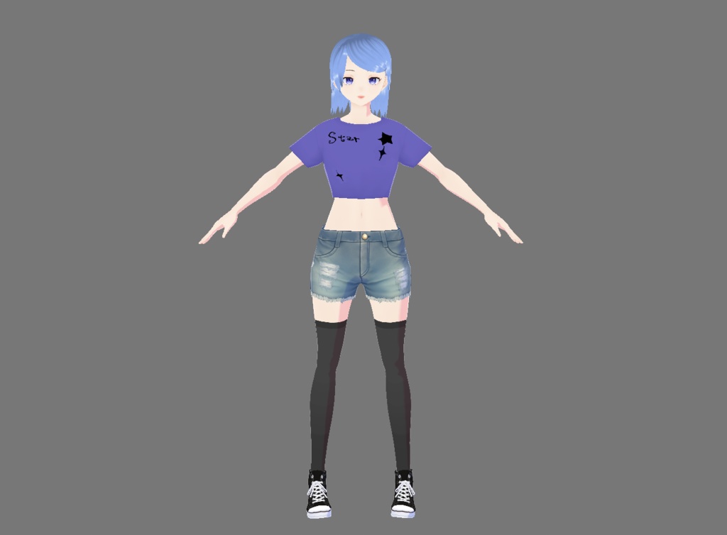 【VRoid/VRM/vroidファイル付】コン・ブルーネ【オリジナル3Dモデル/アバター】