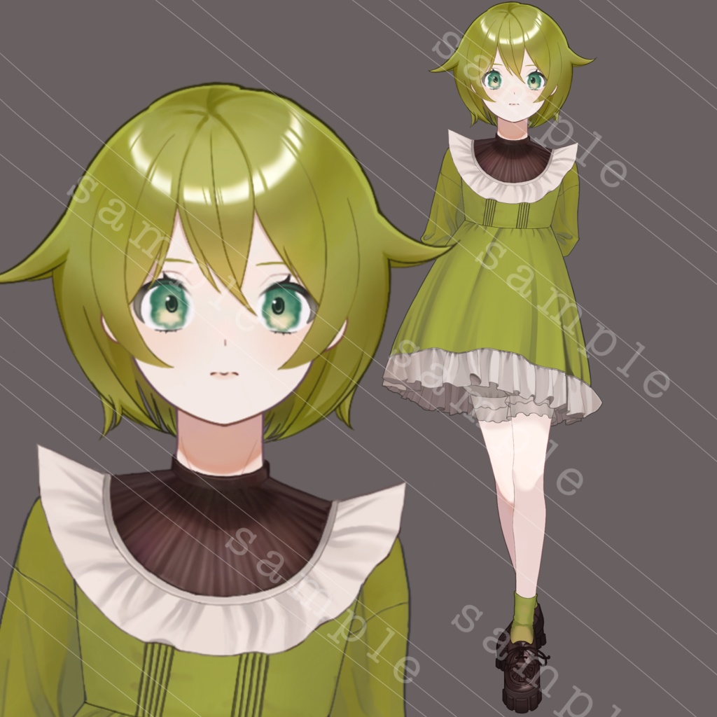 無料版あり　立ち絵素材4 緑髪