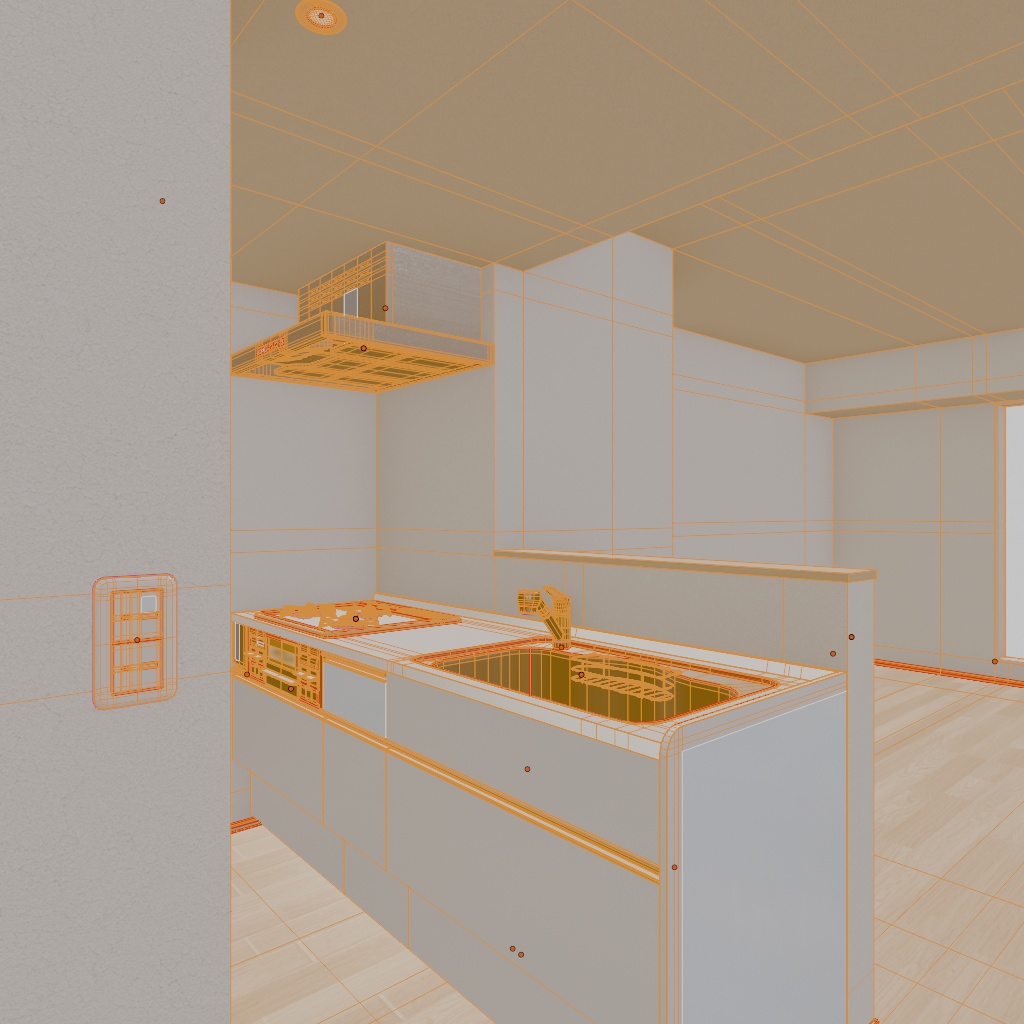 【3Dモデル】部屋単体(1LDK) | 建築パース・漫画背景・3Dアニメ向け | blend/fbx同梱