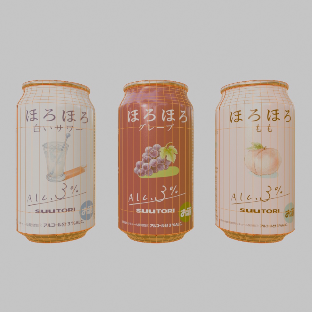 【3Dモデル】缶チューハイセット | 建築パース・漫画背景・3Dアニメ向け | blend/fbx同梱
