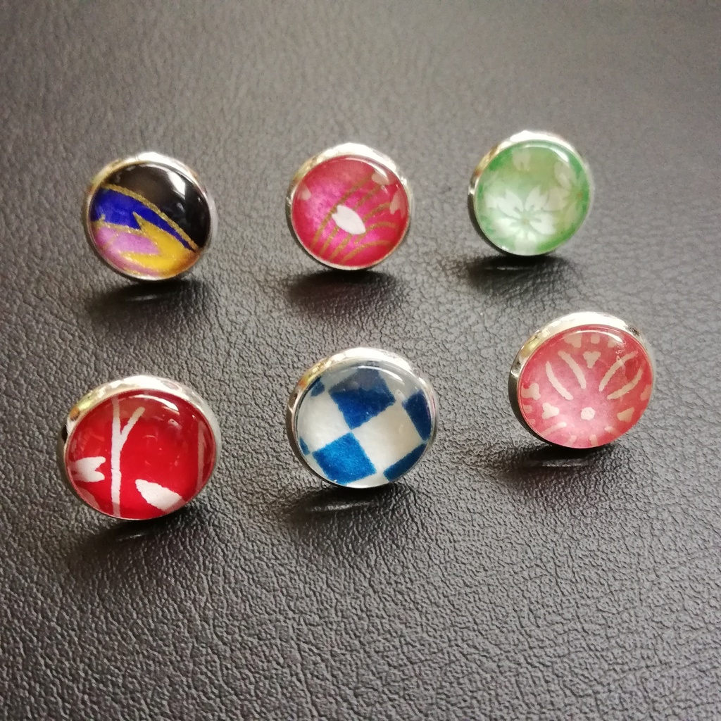 和紙とガラスのぷっくりピアス（シルバー/片耳用）