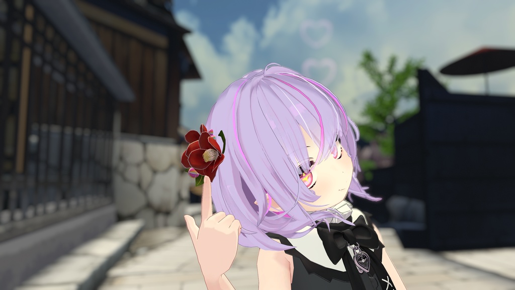 【VRchat向け】 *:゜:☆椿の髪飾り☆゜:*【全アバター対応】