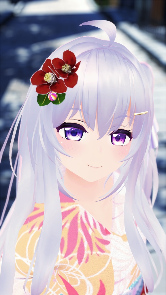【VRchat向け】 *:゜:☆椿の髪飾り☆゜:*【全アバター対応】