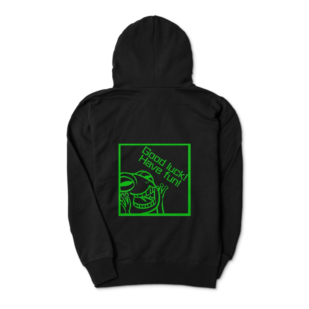 カエルパンチ！GLHFパーカー 黒×緑