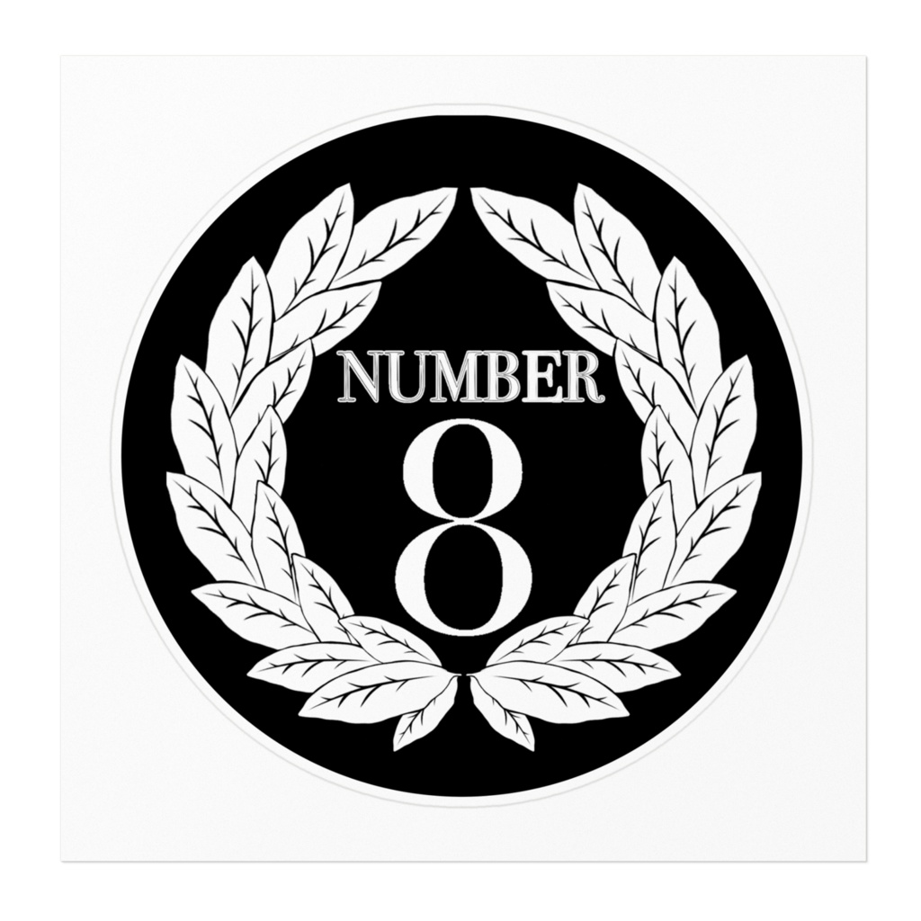 No.8 クランロゴステッカー 白×黒 kid ver.