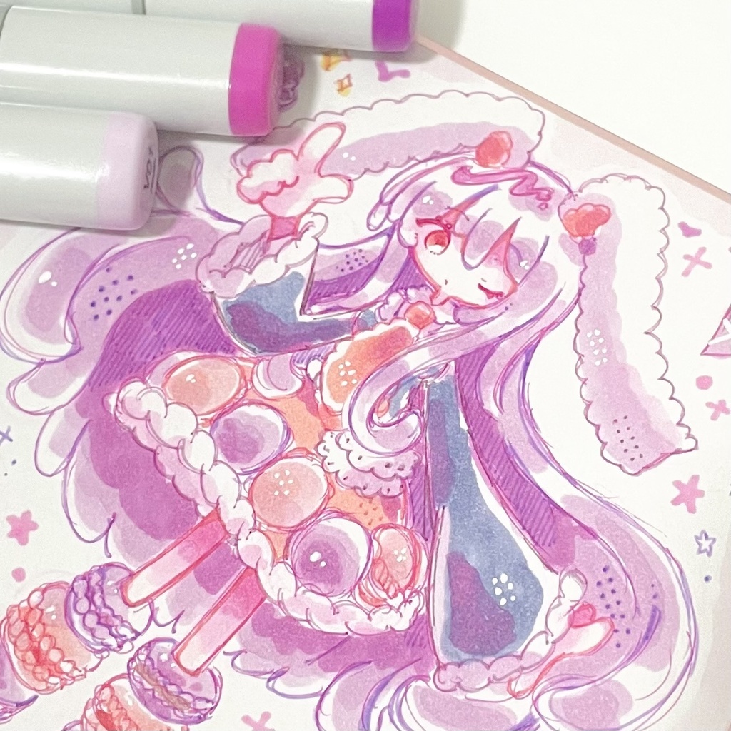 東方Project 直筆ミニ色紙 うどんげ×マカロン