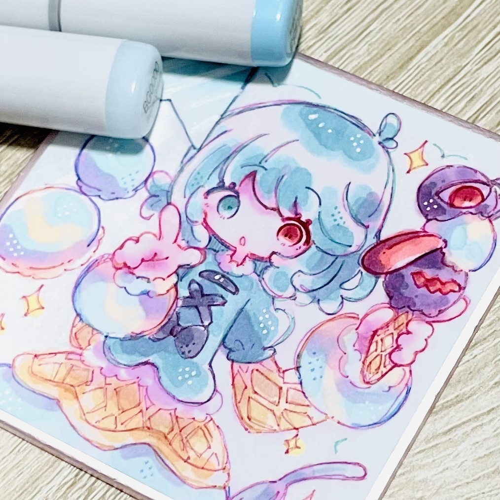 東方Project 直筆豆色紙 こがさ×アイスクリーム