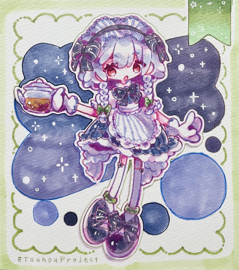 東方Project 直筆ミニ色紙 十六夜咲夜×ロリータ