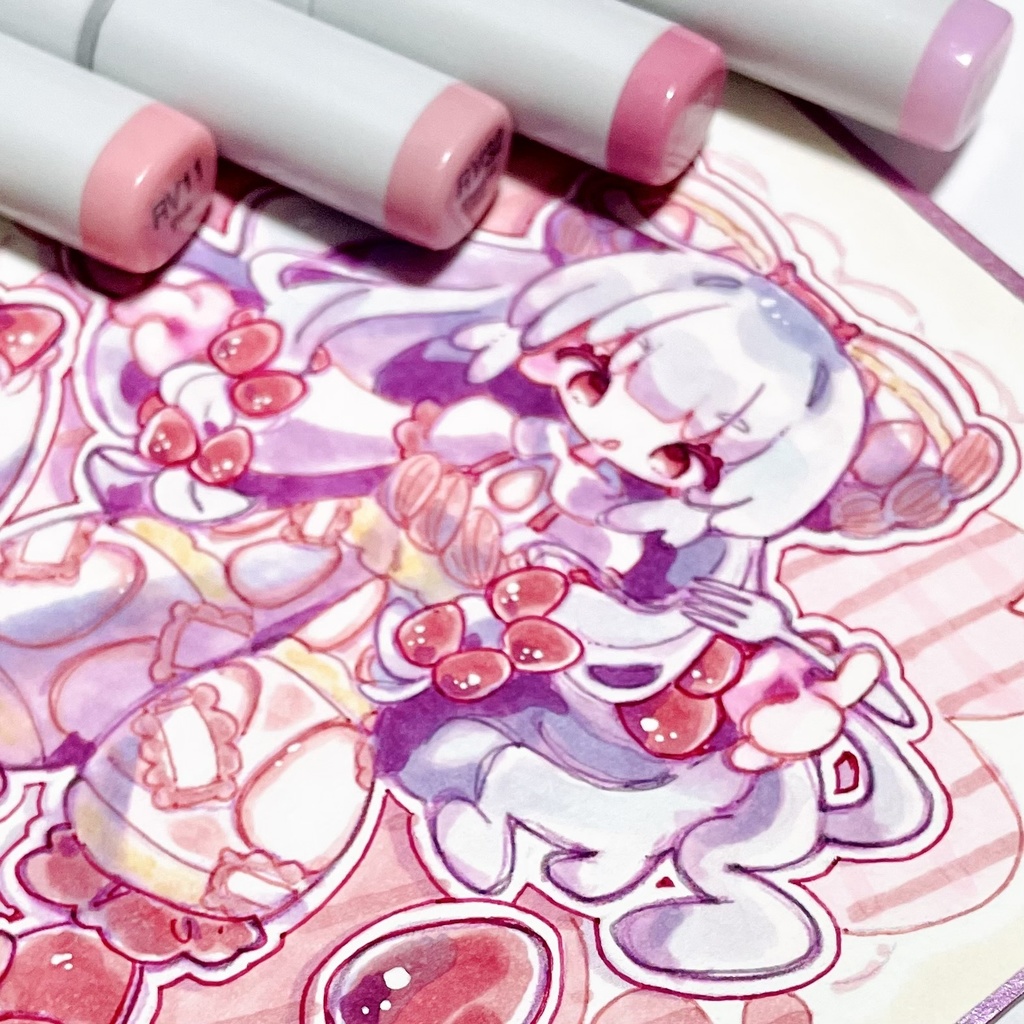 東方Project 直筆ミニ色紙 もこう×ショートケーキ
