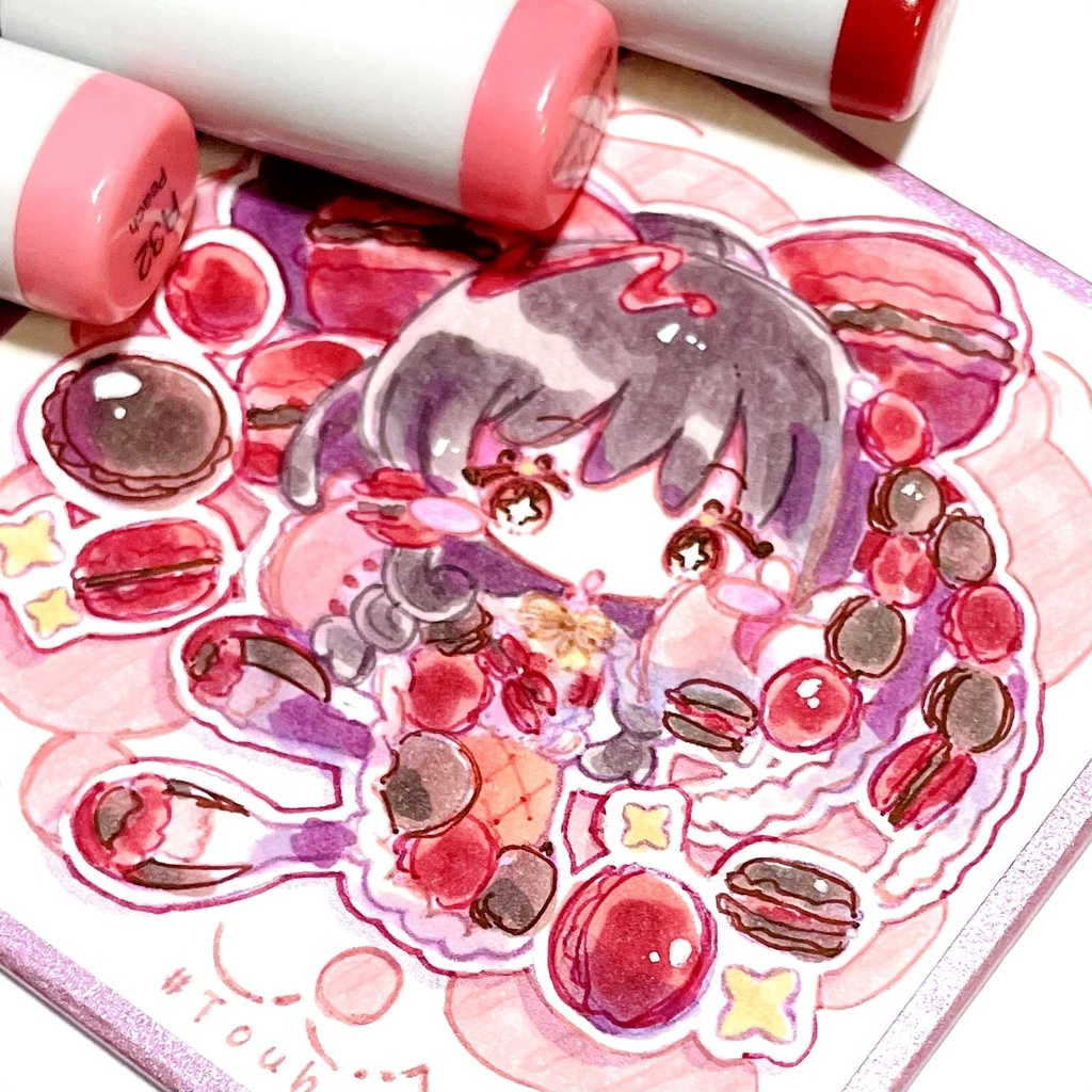 東方Project 直筆豆色紙 SDれいむ×マカロン